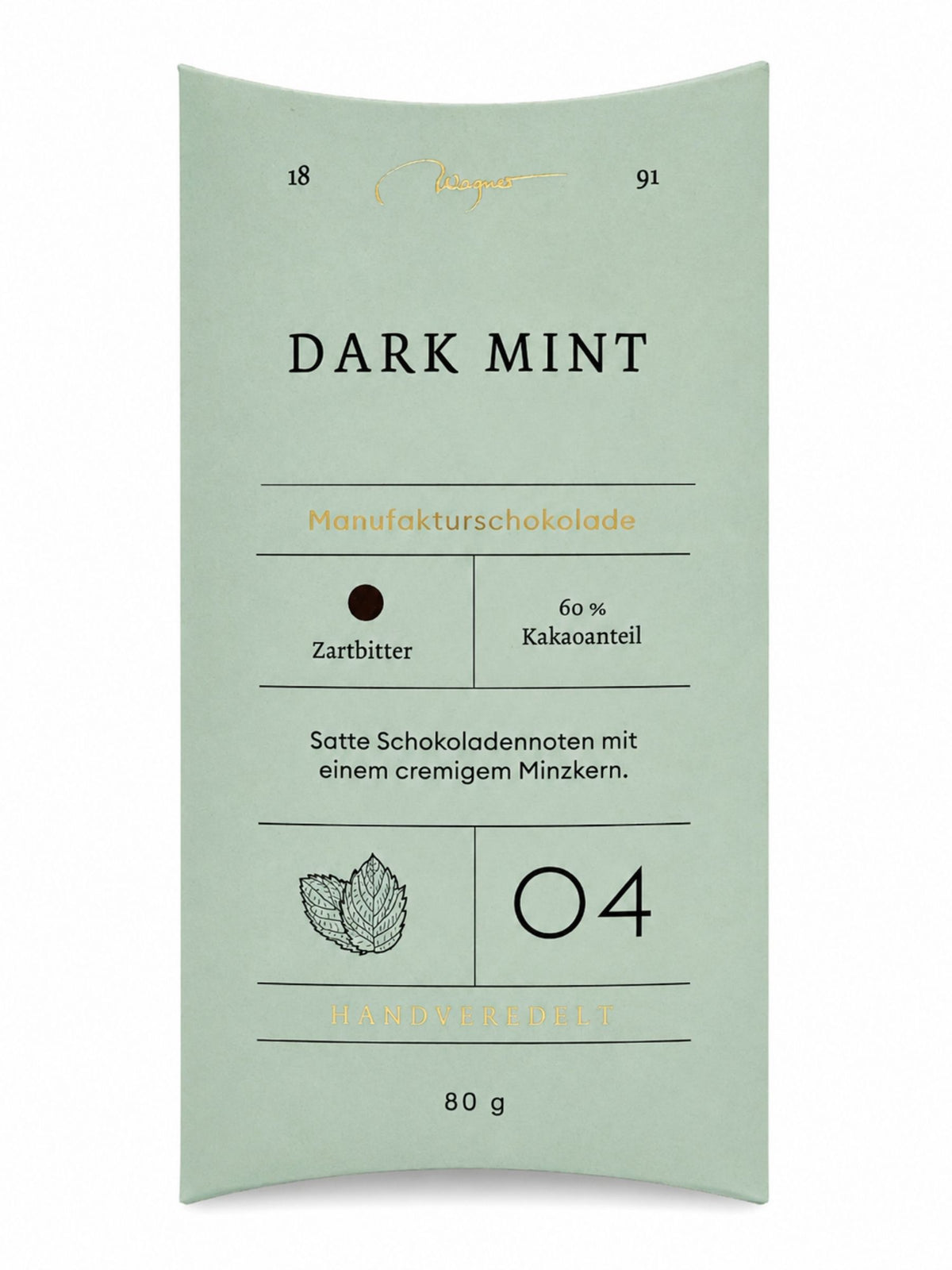 Manufakturschokolade Dark Mint Zartbitter 80g Wagner Pralinen