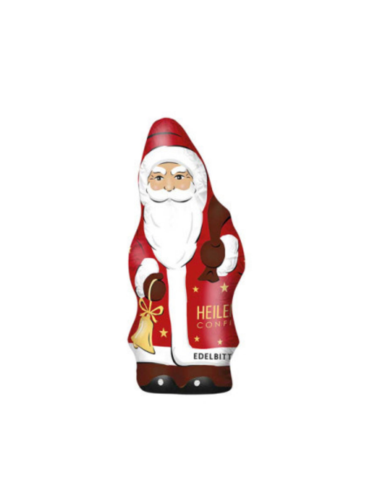 Weihnachtsmann Edelbitter 30 g – edle Schokoladenfigur aus feinster Edelbitter-Schokolade, liebevoll in Stanniolfolie verpackt, erhältlich in der Dreyer Confiserie in der Rattenfängerstadt Hameln.