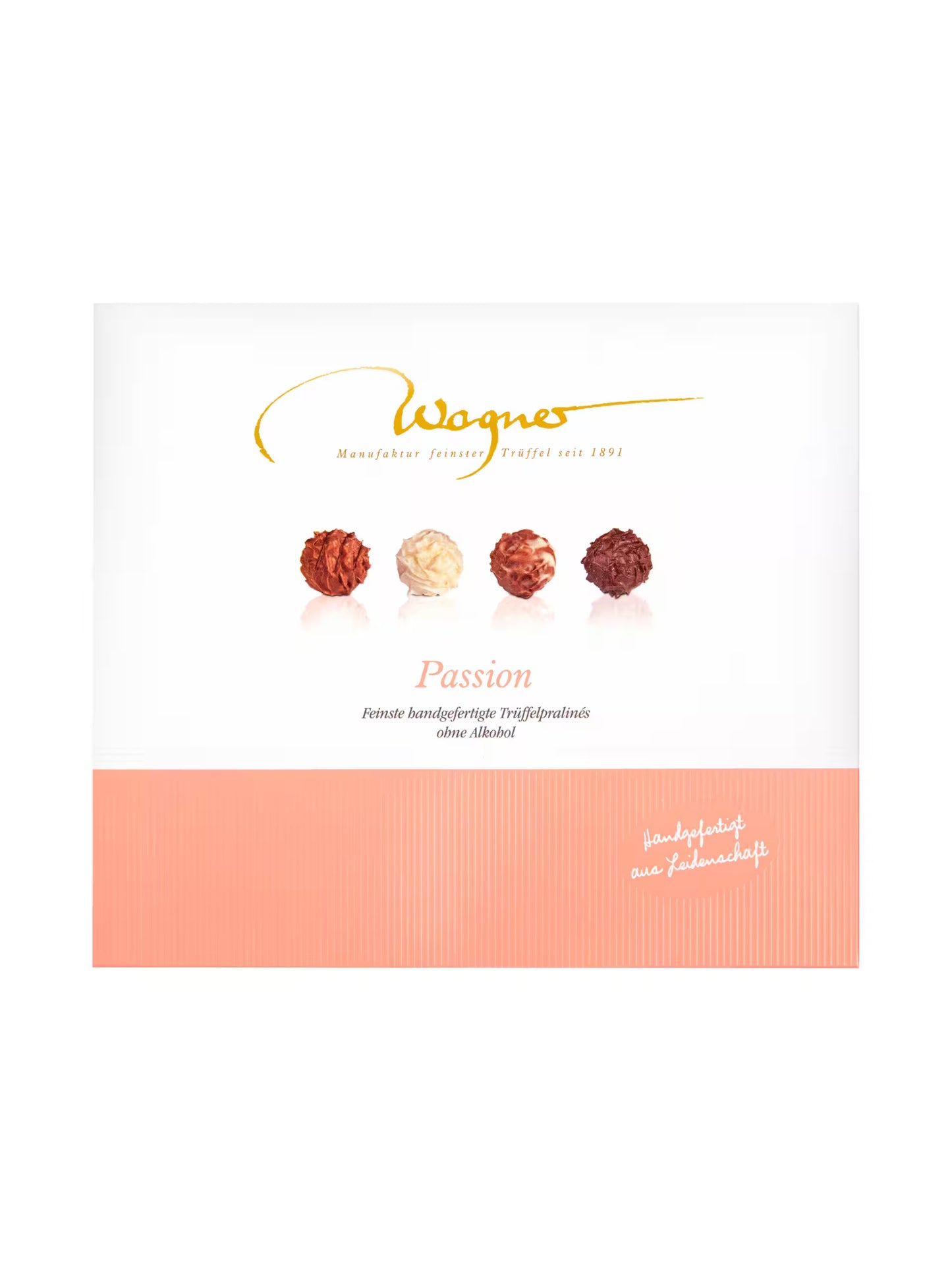 Wagner Pralinen Passion Trüffelpralinés ohne Alkohol handgefertigte Pralinen 100g erhältlich in der Dreyer Confiserie Hameln.