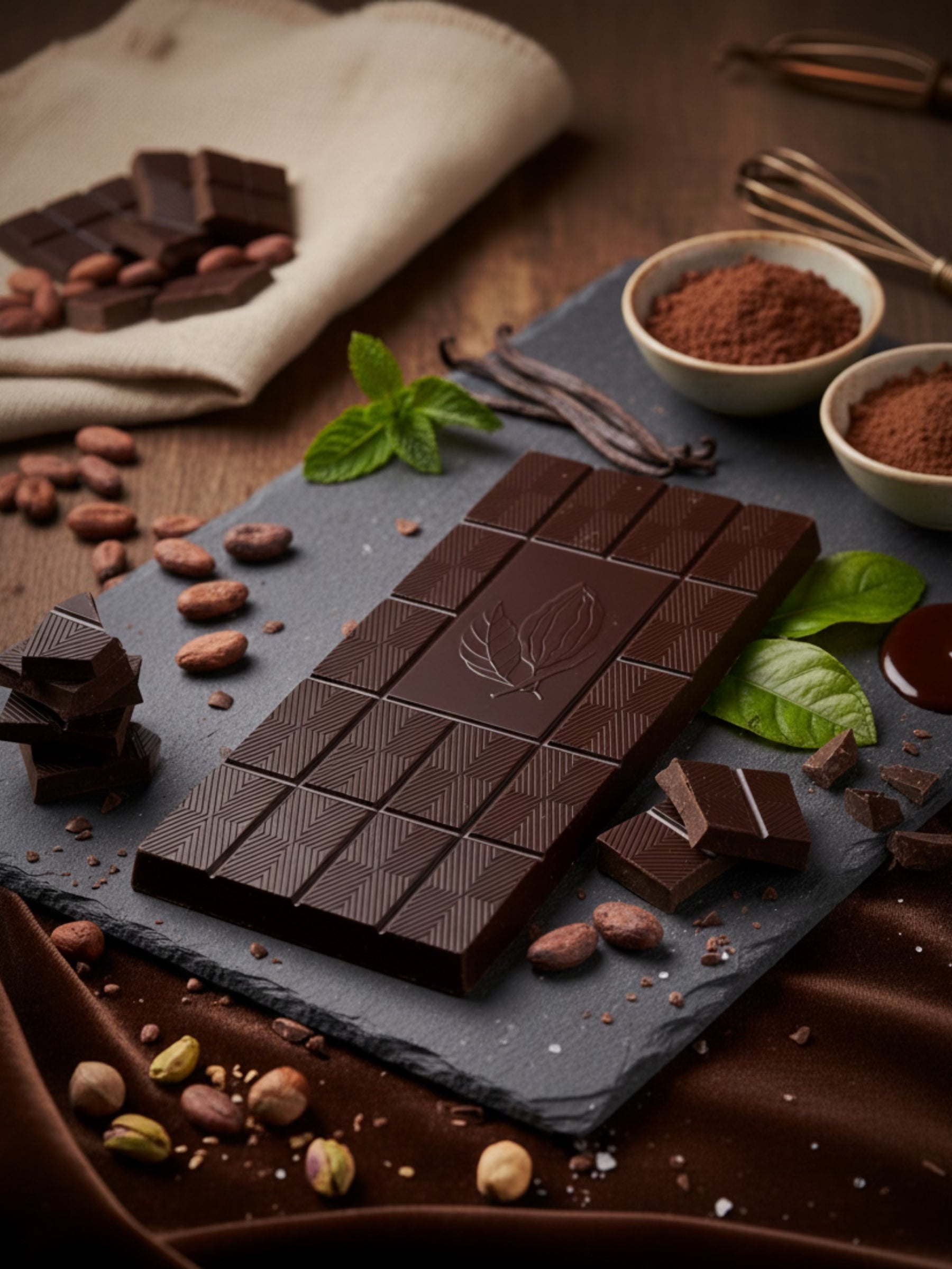 Produktfoto von Gruß aus Hameln Zartbitter Schokoladen Tafel 80g Dreyer Confiserie auf Holztisch