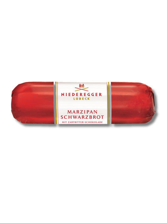 Niederegger Marzipan Schwarzbrot 300 g – klassisches Marzipan mit edler Zartbitter-Schokolade, erhältlich in der Dreyer Confiserie in der Rattenfängerstadt Hameln.