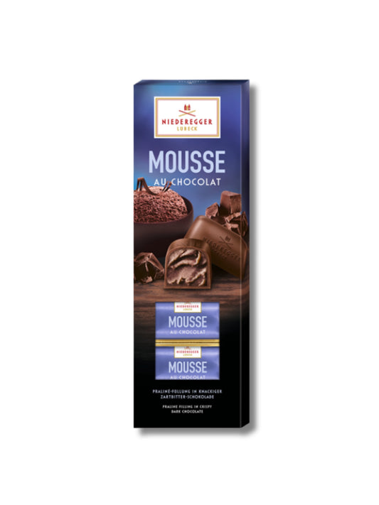 Niederegger Pralinen Mousse au Chocolat 100 g – Pralinen mit luftiger Zartbitter-Mousse-Füllung, umhüllt von knackiger Zartbitterschokolade, erhältlich in der Dreyer Confiserie in der Rattenfängerstadt Hameln.