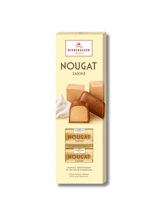 Niederegger Sahne Nougat schokoliert 100 g – Pralinen mit cremiger Sahne-Nougat-Füllung in Vollmilch-Schokolade, erhältlich in der Dreyer Confiserie in der Rattenfängerstadt Hameln.