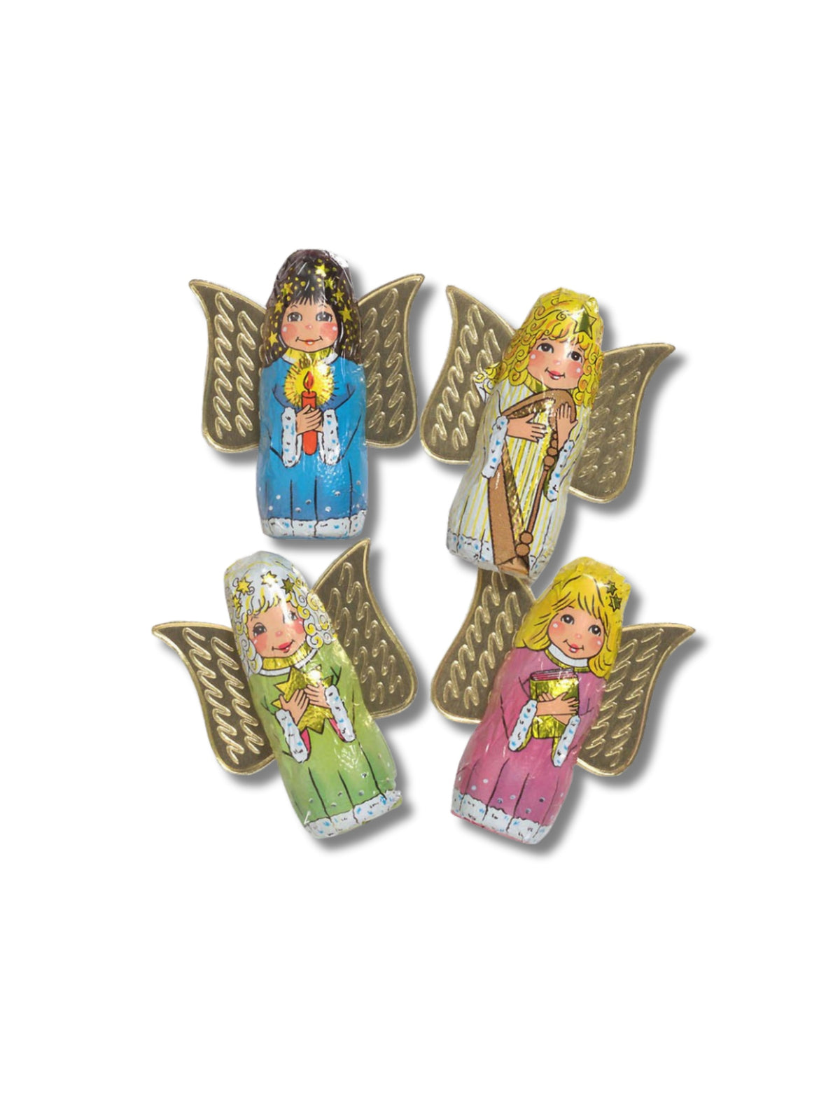 Storz Weihnachtsengel 10 g – festliche Schokoladenfigur aus Edel-Vollmilchschokolade mit goldfarbenen Flügeln, ideal für Weihnachten und den bunten Teller, erhältlich in der Dreyer Confiserie in der Rattenfängerstadt Hameln.