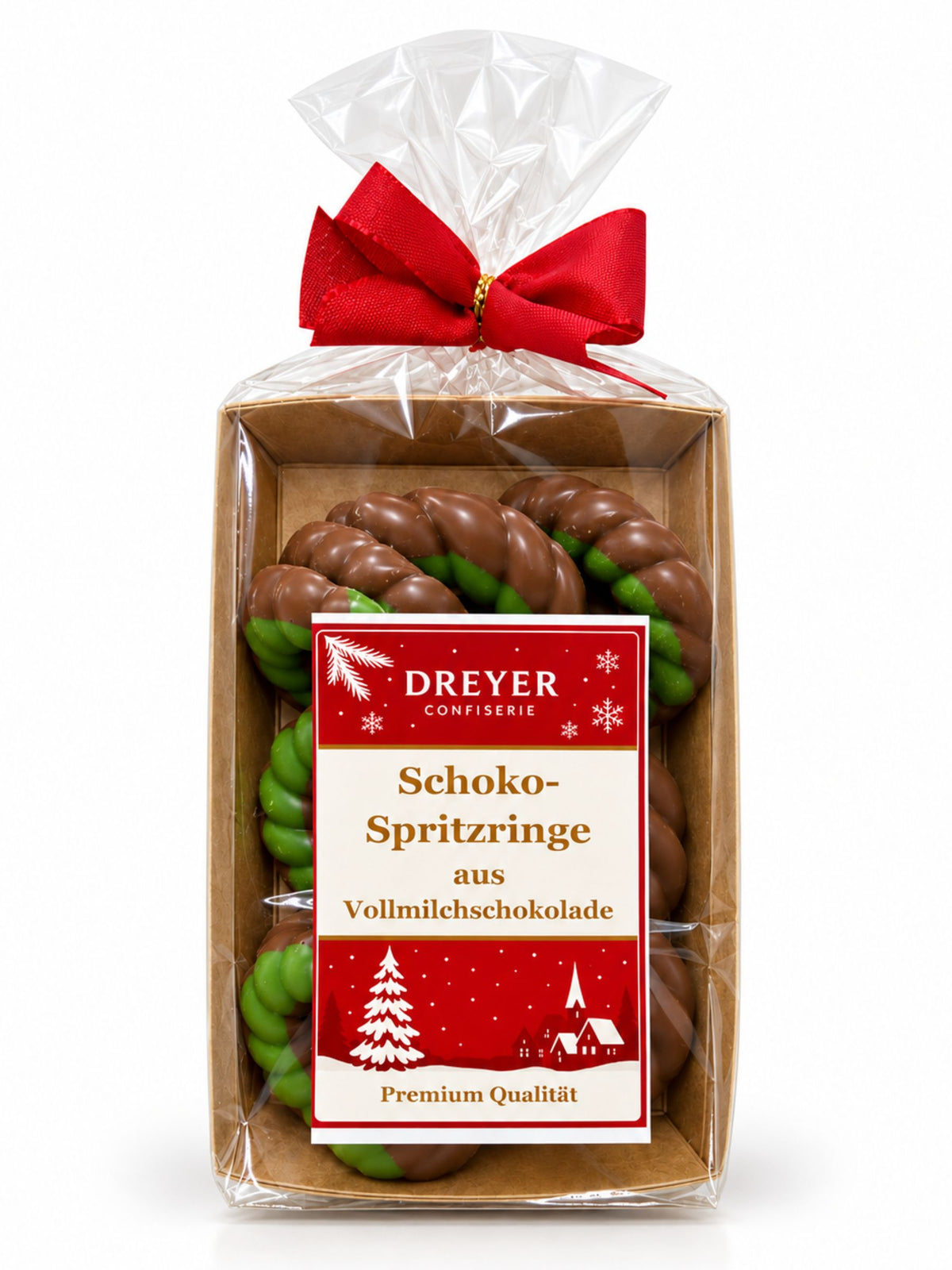 Grüne Schoko-Spritzringe aus Vollmilchschokolade 100g von Dreyer Confiserie