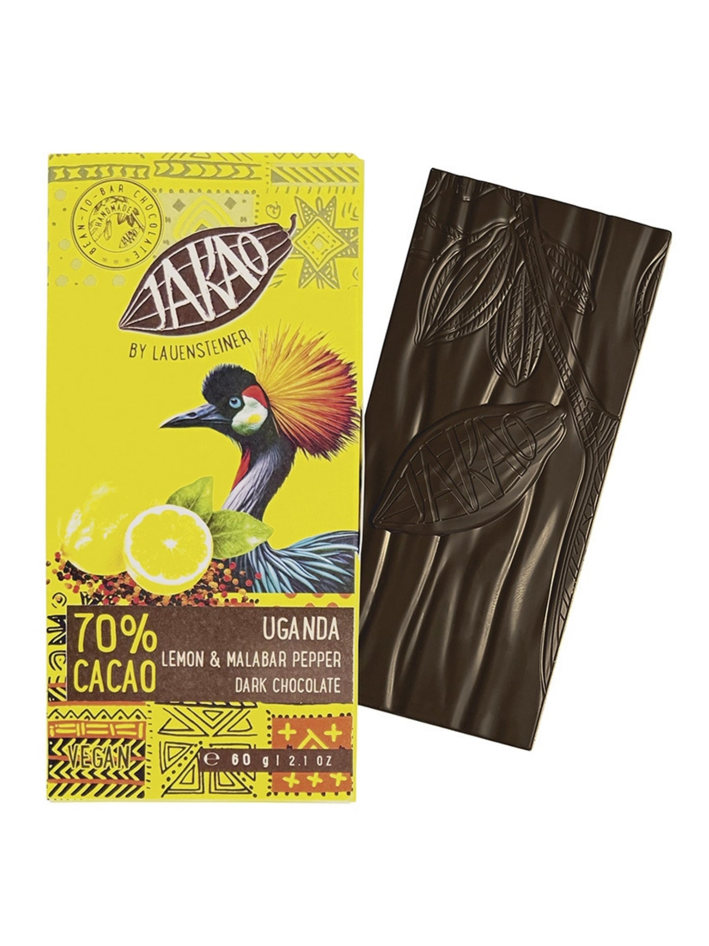 Lauenstein JAKAO Uganda 70% Schokolade mit Zitrone und Malabar Pfeffer Bio 60g 
