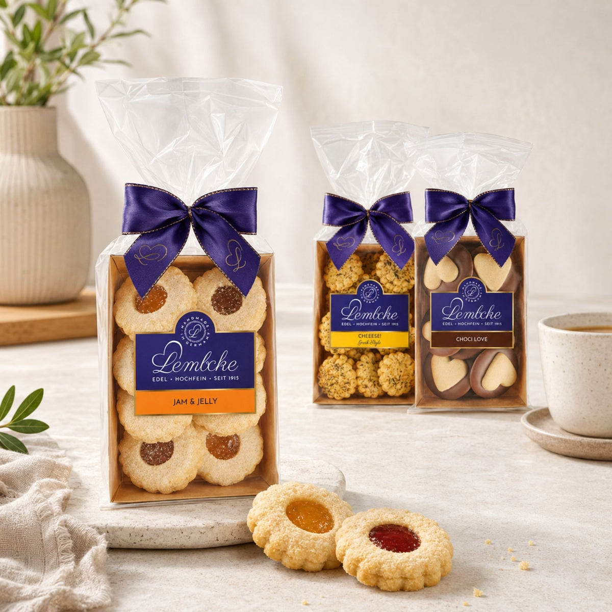 Lembcke-Gebäck zur Tea Time mit Porzellantasse