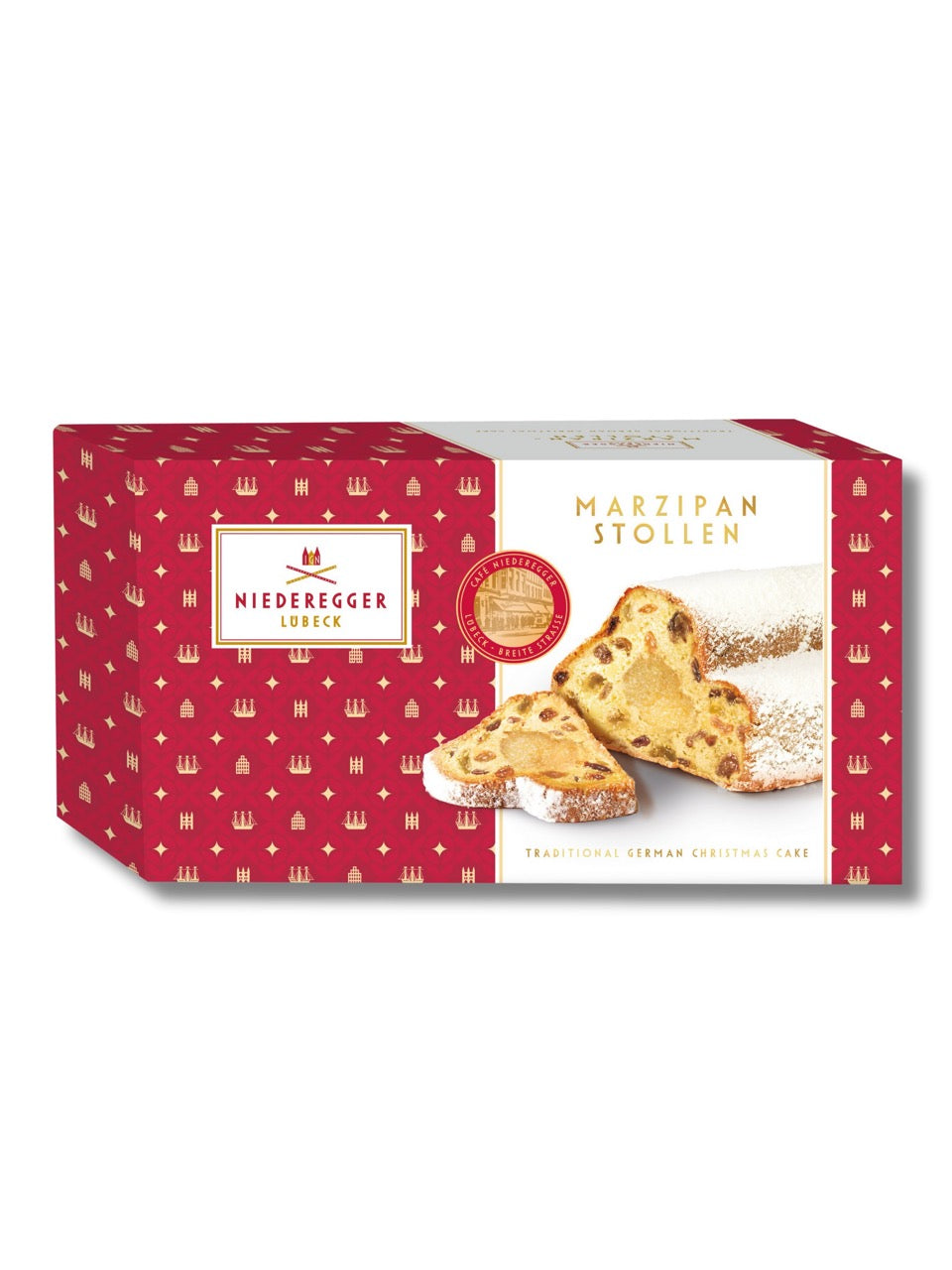 Niederegger Marzipan Stollen 500 g – traditioneller Christstollen mit Marzipankern, erhältlich bei Dreyer Confiserie Hameln.