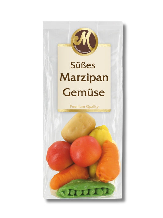 Süßes Gemüse aus Marzipan, handgefertigte Marzipanfiguren, 100 g, von der Odenwälder Marzipan Konditorei – erhältlich in der Dreyer Confiserie in Hameln und online