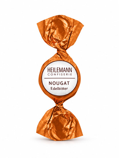 Nougat Edelbitter Praliné-Kugel 15g von Heilemann mit cremiger Haselnuss-Nougat-Füllung