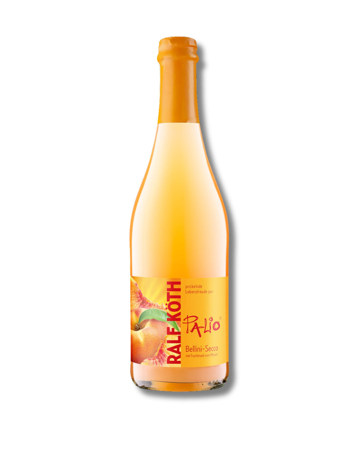 Palio Pfirsich-Bellini Secco 0,75 l – fruchtiger Pfirsich-Secco mit sanfter Perlage von Wein & Secco Köth, erhältlich in der Dreyer Confiserie in Hameln.