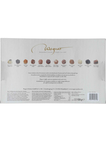Rueckseite und Inhalt von Wagner Pralinen Adventskalender „Weihnachtsexpress“ 130 g.