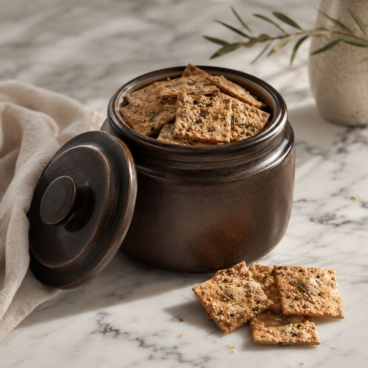 Herzhafte Snacks luftdicht in einer Dose gelagert