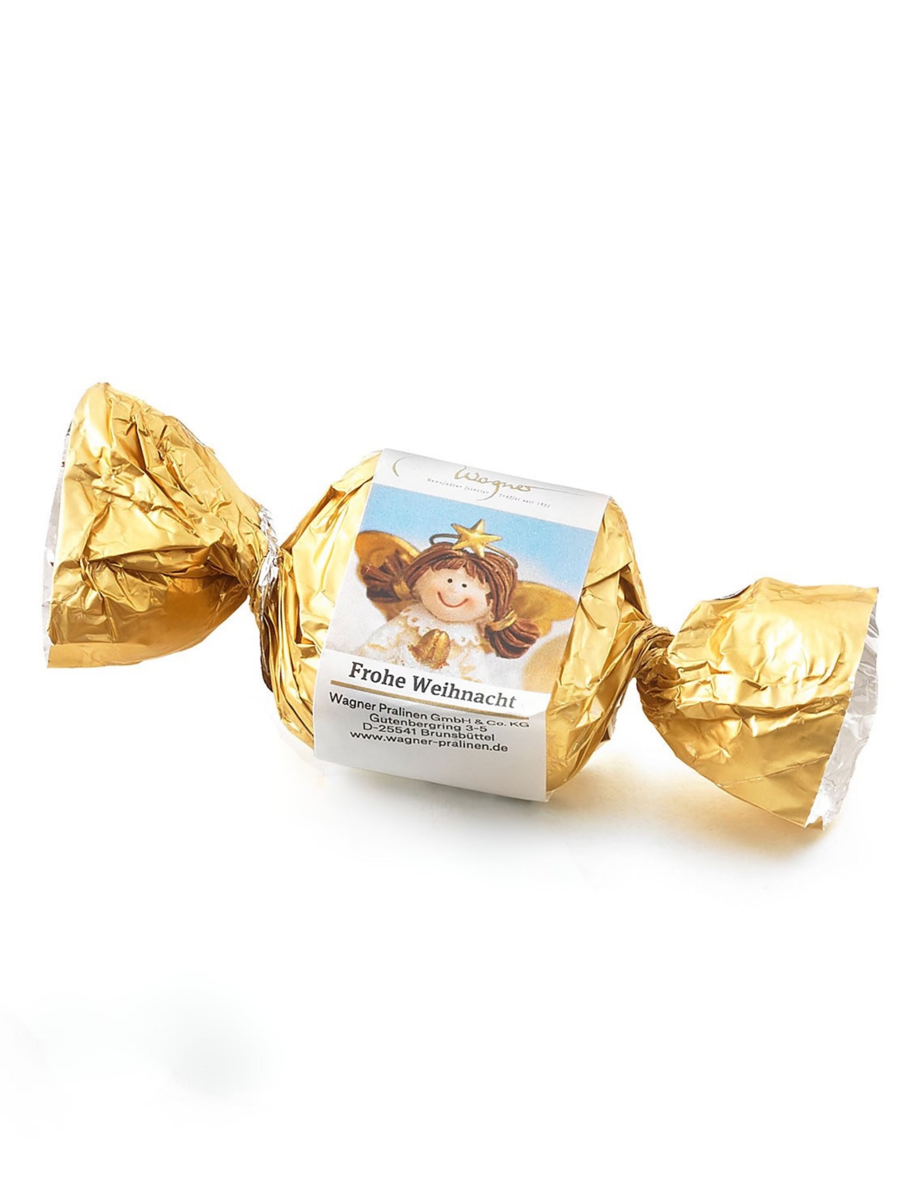 Wagner Pralinen Weihnachts-Nougat-Happen 25 g – feines Nougat-Praliné mit Vollmilch-Schokolade im weihnachtlichen Design, erhältlich in der Dreyer Confiserie in der Rattenfängerstadt Hameln.