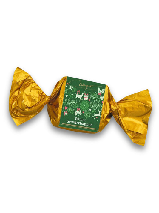 Wagner Pralinen Winter-Gewürz-Happen 25 g – weihnachtlicher Schokoladenhappen mit feiner Gewürzfüllung und Zimtnote, erhältlich in der Dreyer Confiserie in der Rattenfängerstadt Hameln.