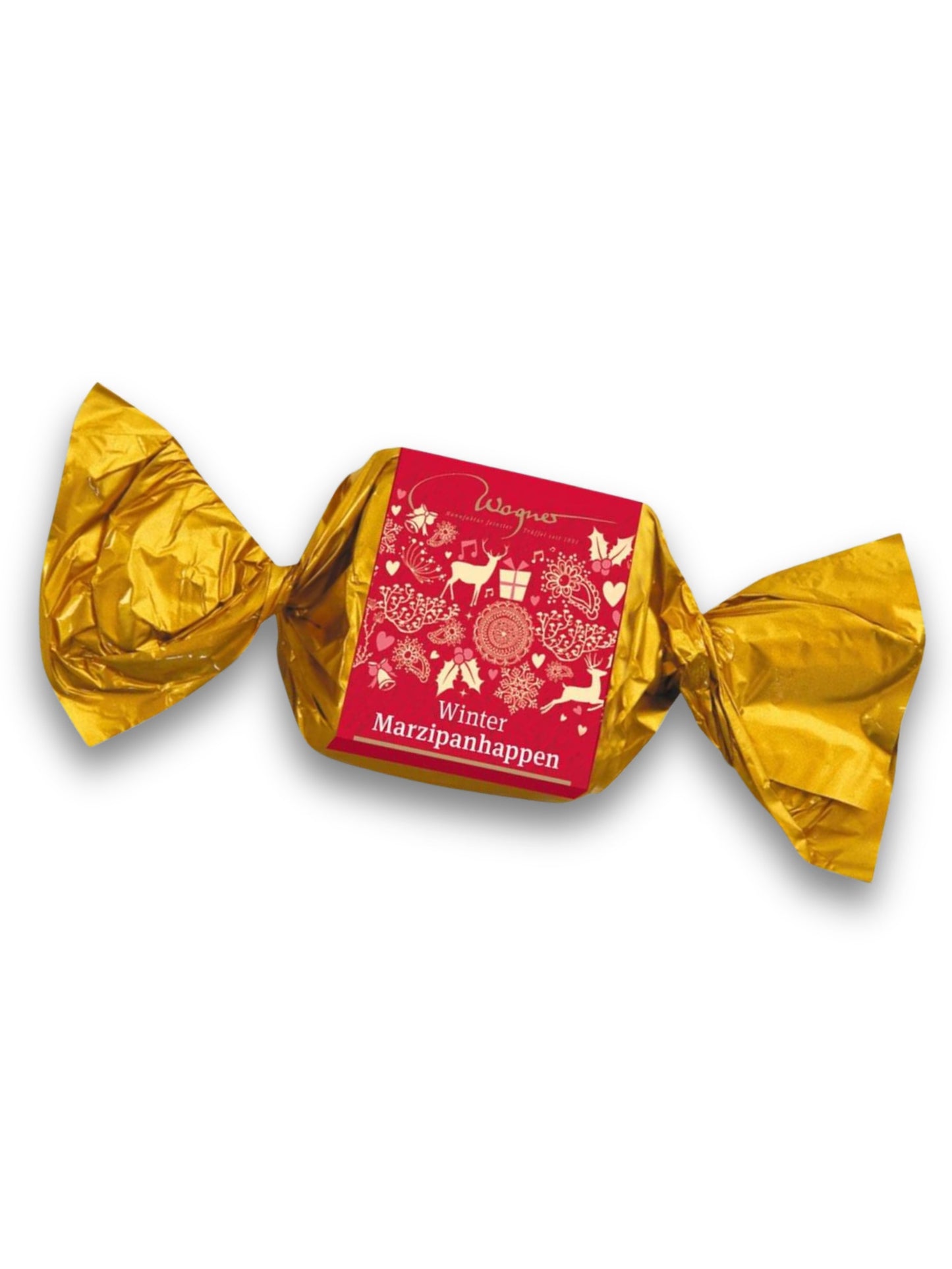 Wagner Pralinen Winter-Marzipan-Happen 25 g – feiner Zartbitter-Marzipanhappen mit winterlicher Zimtnote und edler Schokolade, erhältlich in der Dreyer Confiserie in der Rattenfängerstadt Hameln.
