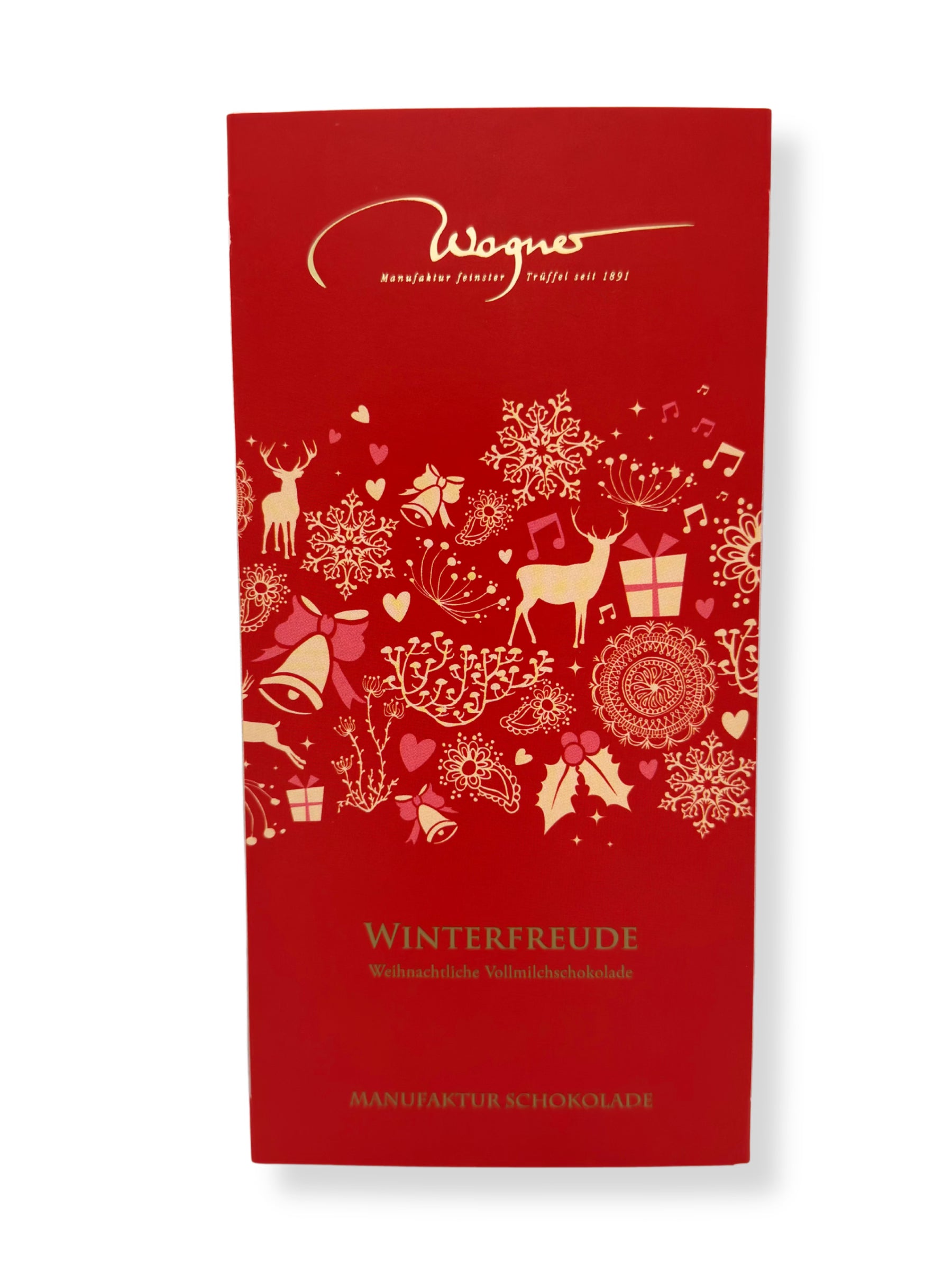 Wagner Winterfreude Gewürzschokolade 80 g, weihnachtliche Vollmilchschokolade mit feinen Gewürzen und zarter Vanillenote, erhältlich in der Dreyer Confiserie in der Rattenfängerstadt Hameln.