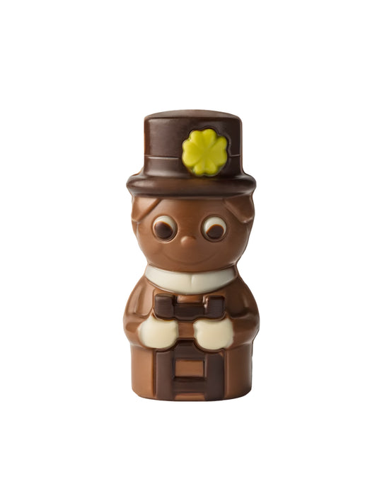 Weibler Mini-Glücksfigur Schornsteinfeger 10g – traditioneller Silvester-Glücksbringer aus Edelvollmilch-Schokolade, erhältlich in der Dreyer Confiserie in Hameln.