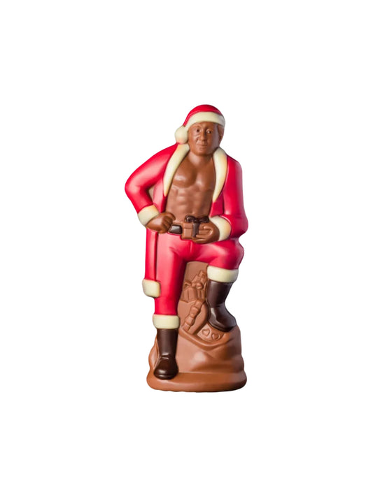 Weibler Weihnachtsmann Schokolade 150 g – dekorative Figur aus Edelvollmilchschokolade, liebevoll verziert, erhältlich in der Dreyer Confiserie in der Rattenfängerstadt Hameln.